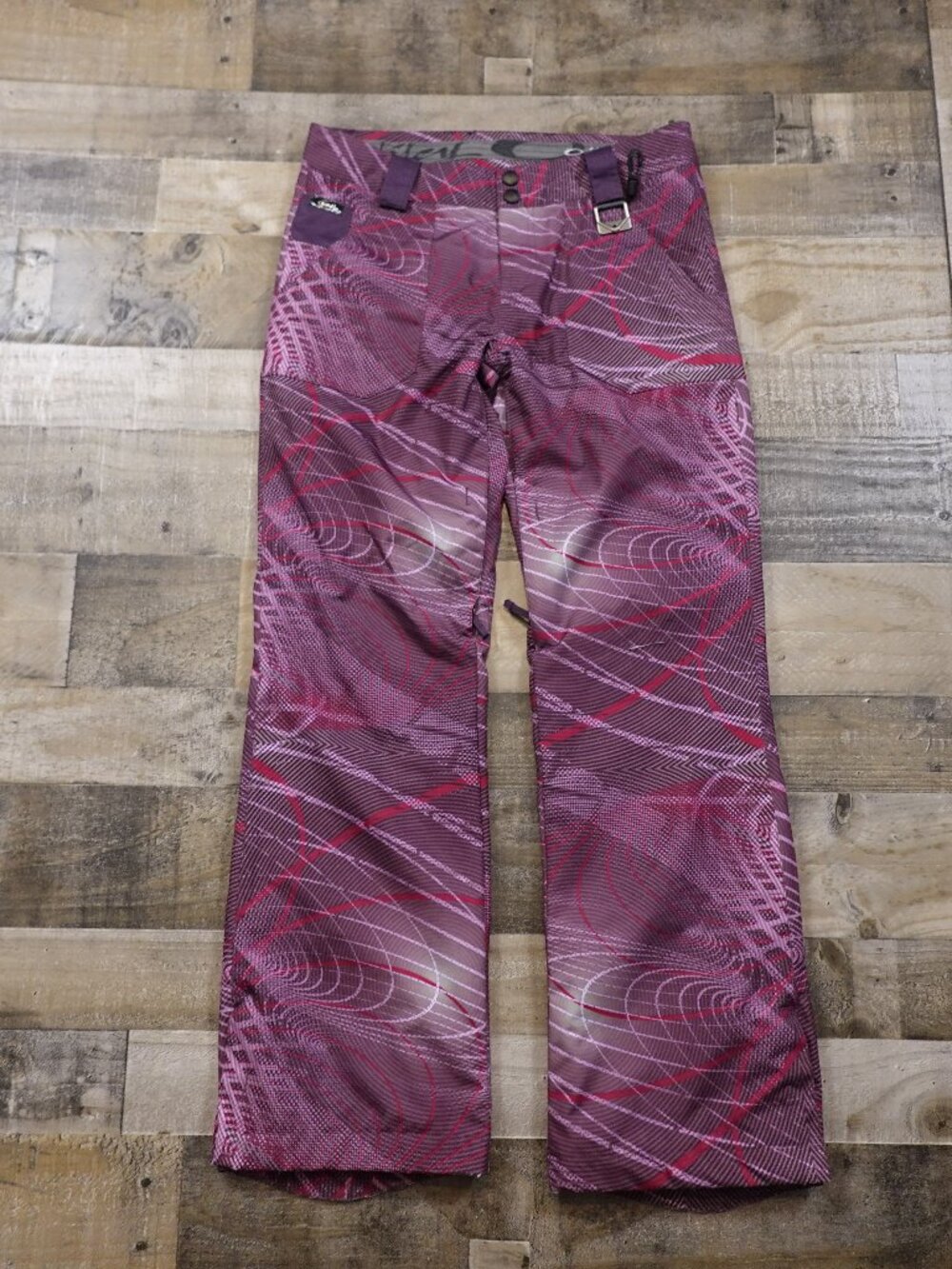 Oakley Snowboard Pants Women’s Medium Purple Pink Print Ski Snow Regular Fit